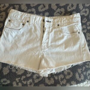 Free People Cream Jean Shorts